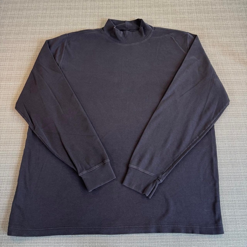 Lands' End Navy Mock Neck Long Sleeve T-Shirt